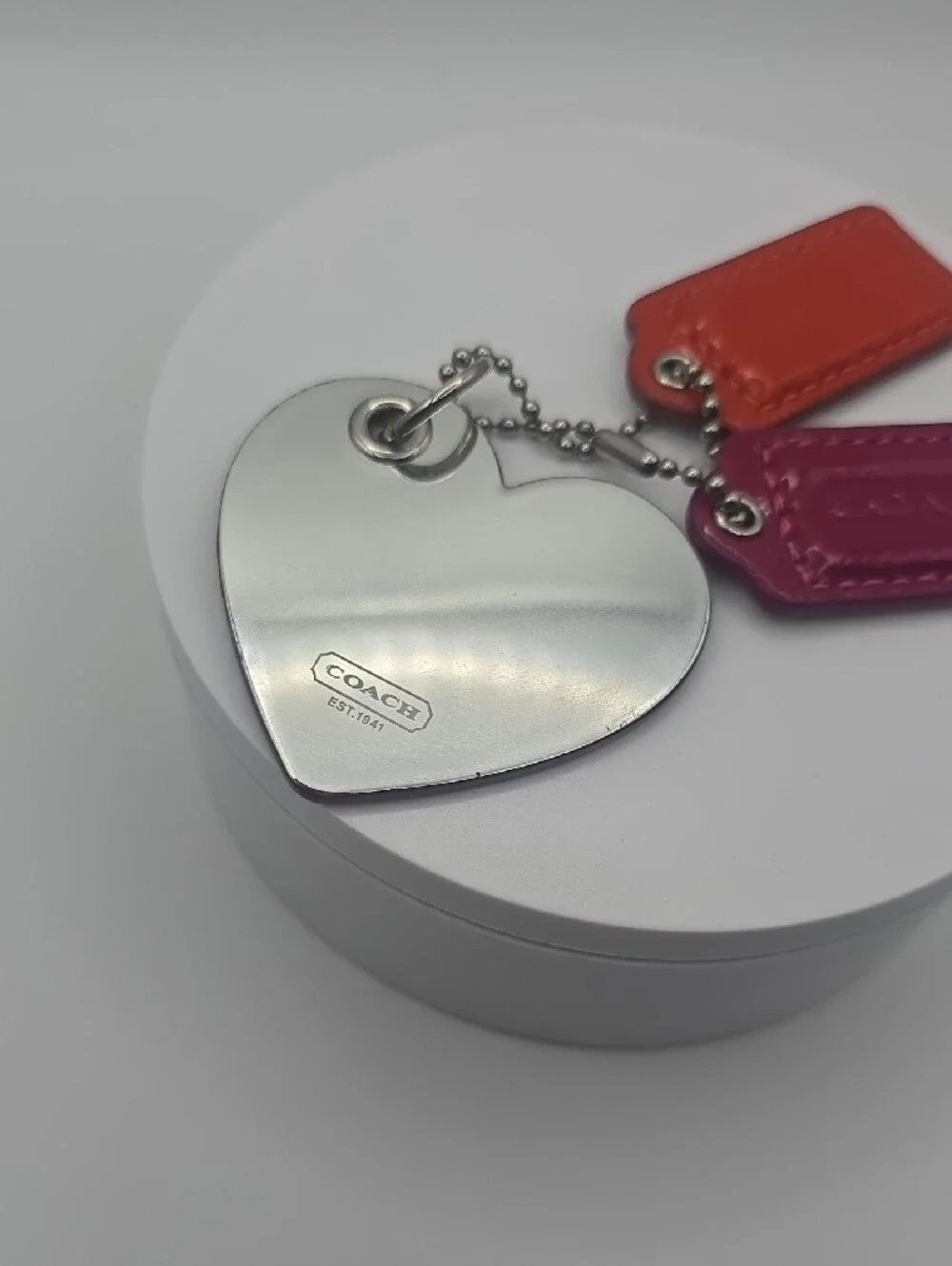 Coach Heart Poppy Pink Keychain/Bag Charm W/ Orange/Magenta Hang Tags (EUC)💕
